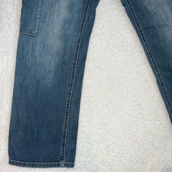 Simply Vera Vera Wang Jean Capris Size 10 Blue Zippered Pockets Utility - Picture 11 of 14